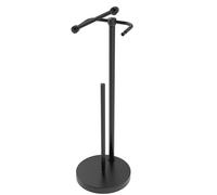 WZRUA Black Toilet Roll Holder Free Standing, SUS304 Stainless Steel Freestanding Toilet Roll Holder with Storage Dispense(Round Base)