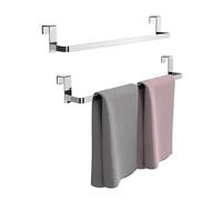 WZRUA Over Cabinet Towel Rail,2 PCS 35.5cm Stainless Steel Kitchen Towel Rack,Over Cupboard Door Holder,Anti-Slip Scratch Protecting,No Drilling or Adhesives(Chrome)