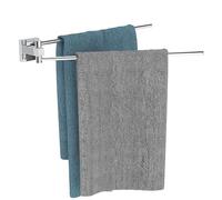 WZRUA Swivel Towel Rail, 180° Rotate Towel Rack Square Base,Stainless Steel Bathroon Kitchen Wall Mounted Towel Rack Holder with 2 Swivel Bars（Chrome）