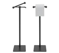 WZRUA Toilet Paper Holder Stand, Bathroom Toilet Paper Roll Holder Free Standing, Toilet Tissue Holder Stand with Post Pivoting Design, Stable Weighted Base, SUS304 Stainless Steel (Matte Black)