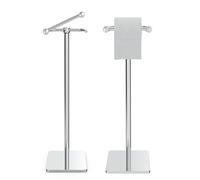WZRUA Toilet Roll Holder Stand, Bathroom Toilet Paper Roll Holder Free Standing, Toilet Tissue Holder Stand with Post Pivoting Design, Stable Weighted Base, SUS304 Stainless Steel (Chrome）
