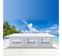 WZRY 3 * 9m Heavy Duty Garden Beach Gazebo Tent with 7 Side Panels and Spiral Tubes,Waterproof Outdoor Marquee Awning Canopy Shelters Party Wedding Tent