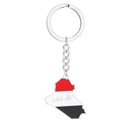 WZTHLF Iraq Flag Keychain,Stylish Keychain Featuring Iraq Map Sturdy Steel Iraq Flag Keyrings Key Perfect For Gifting(Silver)
