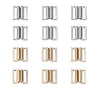 Wzttdm 12 Pairs Bikini Clasp, Alloy Bra Buckle, Bra/Bikini Hook Closure, Bra Clasp Replacement Part, Front Closure Hook & Clasp Fasteners for Lingerie Sewing Bra Swimwear Clip Making, Platinum, Gold,