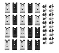Wzttdm 20 Pcs Buckle Spring Hook Belt Clip Holster Sheath Belt Clip Metal Mini Double Holes Belt Clip with 20 Pairs Rivets for Pouches Belt Bag Leather Crafts DIY (Black and Silver), Black and Silver