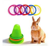 Wzttdm Rabbit Interactive Toy Puzzle Toy for Bunnies Bunny Ring 5 Rabbit Training Ring Toy Suitable for Indoor and Outdoor Play for Small Animals Such as Rabbits, Guinea Pigs, and Hamsters.