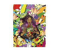 WZVZGZ African American Woman With Flowers Vintage Tin Sign Metal Poster Art Funny for Office/Home/Classroom Bathroom Decor Gifts - Best Farmhouse Gift Women Men Friends - 12'' x 16''
