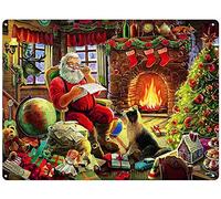 WZVZGZ Aluminum Sign Wall Sign,Santa Claus Home,Feast Santa Claus,Santa's Workshop Art,Santa Claus at Fireplace,Novelty Sign Vintage Metal Tin Sign Wall Sign Plaque Poster 5.5x8 Inch