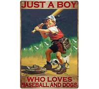 WZVZGZ Baseball Boy Vintage Metal Tin Sign 5.5x8inch Inch Home Kitchen Wall Retro Poster Plaque