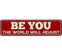 WZVZGZ Be You The World Rustic Art Wall Decor Antique Tin Sign Vintage Poster Metal Tin Sign Farmhouse Coffee Shop Street Garden Garage Door Shop Metal Signs 4x16 Inch