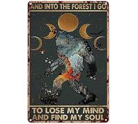 WZVZGZ Bigfoot into The Forest I Go to Lose My Mind and Find My Soul Metal Tin Sign Poster Wall Plaque Vintage Kitchen Farm Yard Garage Club Retro Signs Bathroom Warn Man Cave Bar Wall Decor 8x6 Inch