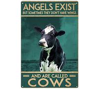 WZVZGZ Cow Sign Angles Exist and are Called Cows Vintage Sign Animal Lover Cow Lover Home Sign Gift for Farmer Novelty Metal Tin Signs Retro Plate Desserts Shop Cafe Decor 8x12 Inch