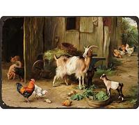 WZVZGZ Farmyard Chicken Sheep Antique Tin Sign Bar Poster Metal Wall Art Vintage Tin Sign Metal Tin Sign Plaque Suitable for Home Club Garage Kitchen Bar Country Cottage Restaurant 8x12 Inch