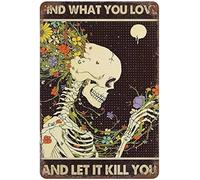 WZVZGZ Flower Skull Skeleton tin Sign Antique Tin Sign Bar Poster Metal Wall Plate Vintage Tin Sign Wall Art Retro Advertising Metal Tin Sign Home Decor Garage Kitchen Bar Restaurant5.5x8inch