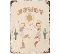 WZVZGZ Funny Howdy Skeleton Vintage Metal Tin Signs for Street Garage Family Cafe Bar Farm Wall Bathroom Decoration Crafts Metal Tin Sign 8x12 inch