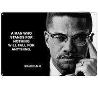 WZVZGZ Great African American Malcolm X Advertising Tin Sign Wall Decor Plaque Bar Poster Tin Sign Plaque Suitable for Man Cave Cafes Office Home Garage Kitchen Restaurant 5.5x8 Inch