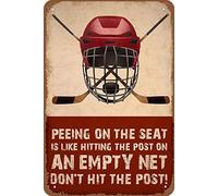WZVZGZ Hockey Poster Don't Hit The Pillars Vintage Knowledge Metal Tin Sign Hockey Lovers Tin Sign Home Decor Garage Kitchen Bar Restaurant 6x8 inches