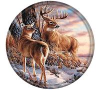 WZVZGZ Metal Round Tin Sign Deer Couple Antique Tin Sign Bar Poster Metal Wall Art Vintage Tin Sign Metal Tin Sign Plaque Man Woman Home Club Garage Kitchen Bar Country Cottage Restaurant 12x12 Inch
