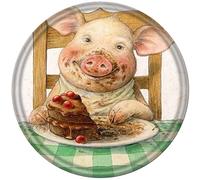 WZVZGZ Metal Round Tin Sign Pig Antique Tin Sign Bar Poster Metal Wall Art Vintage Tin Sign Metal Tin Sign Plaque Man Woman Home Club Garage Kitchen Bar Country Cottage Restaurant 12x12 Inch