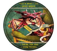 WZVZGZ Metal Round Tin Sign That's What I Do I Read Books Dragon Sign Wall Poster,12x12 Inch Gothic Bathroom Decoration Vintage Tin Sign,Funny Wall Art Posters Office Sign,Room Decor 12x12 Inch