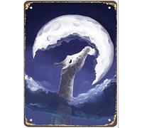 WZVZGZ Metal Sign Giraffe Bites The waning Moon Plaque Metal Vintage Bar Tin Sign Wall Decoration Bar Club Retro Metal Poster Iron Painting Cafe Home Garden Farm 6" x 8"Vintage Rusty Inch