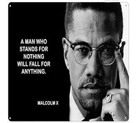 WZVZGZ Metal Square Tin Sign Great African American Malcolm X Retro Tin Sign Metal Tin Sign for Home Cafe Bar Hotel Bathroom Wall Decor Idea Gifts for Friends 12x12 Inch