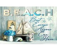 WZVZGZ Metal Tin Retro Sign,Beach Best Escape Anyone Can Have Ocean,Metal Poster Plaques for Home Living Room Kitchen Cafe Bar Wall Decor Tin Sign Metal Signs Vintage 5.5x8 Inch