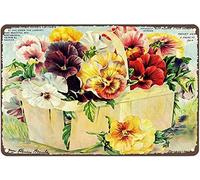 WZVZGZ Metal Tin Retro Sign Vintage Flowers Art Print Poster Florist Pansy Floral Nature Plants Kitchen Garden Home Horticulture Vintage Art Wall Poster Plaque Decor 5.5x8inch