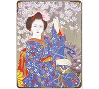 WZVZGZ Metal tin Sign-Cherry Blossom Japanese Women -Super Durable Custom Metal Tin Sign Vintage Wall Decor Home Bathroom Garden Kitchen Art Sign 6" x 8"Vintage Rusty Inch for Any Occasion