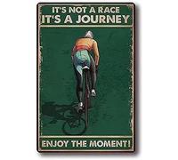 WZVZGZ Metal Tin Sign Retro Wall Decor Cycling Metal Tin Sign It's Not A Race It's A Journey Enjoy The Moment Wall Panel Vintage Garden Decorative Plaque Farmhouse Country Home Decor 8x12 Inch