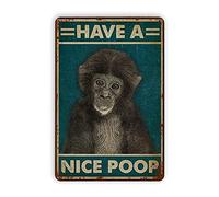 WZVZGZ Metal Tin Sign Retro Wall Decor Have A Nice Poop Monkey Vintage Metal Sign Retro Wall Decor for Home Cafes Office Store Pubs Club Sign Gift 5.5x8 Inch Inch Plaque Tin Sign