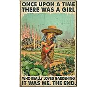 WZVZGZ Metal Tin Sign Retro Wall Decor Little Girl Likes Gardening Metal Sign Vintage Tin Sign for Office/Home/Classroom Decor Gifts - Best Birthday/Thanksgiving 8x12 Inch Wall Art Sign Wall Decor