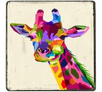 WZVZGZ Metal Vintage Tin Sign Decor Colorful Giraffe Head,Giraffe Art Home Gate Garden Bars Restaurants Cafes Office Store Pubs Club Sign Gift 12x12 Inch Plaque Tin Sign Wall Art Sign Wall Decor