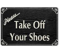 WZVZGZ Please Take Off Your Shoes Metal Tin Sign Vintage Metal Sign Poster Man Cave Sign Garage Coffee Bar Club Home Wall Decor 8x12 Inch
