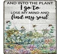 WZVZGZ Retro Metal Aluminium Tin Sign and Into The Plant I Go to Lose My Mind and Find My Soul Bee Succulent Poster Novelty Sign Vintage Metal Tin Sign Wall Sign Plaque Poster 12x12 Inch