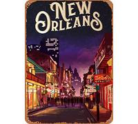 WZVZGZ Retro Metal Tin Sign New Orleans Travel Art Signs Wall Decor Man Cave Bar Garage Decor Vintage Posters Metal Signs 12x16 in