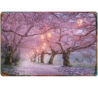 WZVZGZ Rustic Metal Tin Sign Cherry Blossom Advertising Tin Sign Wall Decor Plaque Bar Poster Tin Sign Plaque Suitable for Man Cave Cafes Office Home Garage Kitchen Restaurant 8x12 Inch