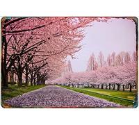 WZVZGZ Rustic Metal Tin Sign Cherry Blossom Vintage Kitchen Signs Wall Decor Metal Signs Funny Tin Signs Metal Wall Plate Decorations Art Poster Personalized Outdoor Signs Man Cave Bar 8x12 Inch