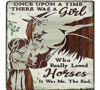 WZVZGZ Rustic Retro Metal Tin Sign Horse There was a Girl who Really Loved Horses it was me The end Farmhouse Sign Country Farm Kitchen Wall Home Garden Decor Art Signs Garage Decoration 12x12 Inch