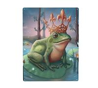 WZVZGZ The Cute Frog Prince Vintage Tin Sign Metal Poster Art Funny Tin Sign for Office/Home/Classroom Bathroom Decor Gifts - Best Farmhouse Decor Gift for Women Men Friends - 8x12 Inch