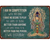 WZVZGZ Tin Sign Vintage Wall Poster Retro Metal Yoga Girl I Am Competition with No One Novelty Sign for Living Room Garden Bedroom Office Hotel Cafe Bar Club Wall Decor 8x12 Inch