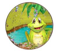 WZVZGZ Vintage Style Round Tin Sign Frog and Flies Metal Sign Metal Decor Wall Sign Wall Decor Door Plaque TIN Sign 12x12 Inch