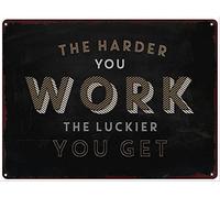 WZVZGZ Vintage Tin Sign Metal Plaque The Harder You Work The Luckier You Get Poster Metal Sign Iron Painting Retro Wall Decor Poster for Home Hotel Cafes Sign Gift 6x8 Inch