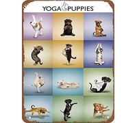WZVZGZ Wall Metal SignYoga Puppy Loves Dog Humor,Quote Metal Tin Sign Wall Decor, Tin Sign for Office/Home/Classroom Bathroom Decor Gifts 6" x 8"Rusty Vintage