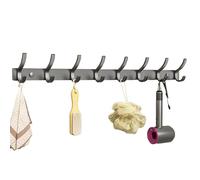 WZWZEN Heavy Duty Wall Coat Rack,Bathroom Towel Hanger, 3/4/5/6/7/8 Double Hooks, Back of Door Coat Hooks for Bathroom Bedroom Closet Entryway Laundry Room Office(Gun Gray,54.5cm/21.4in)