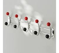 WZWZEN Simple Wall Mounted Coat Hanger - Metal Wall Hook -Behind The Door Hook - Rustproof, Space-Saving for Living Room Bedroom(Red and Black,45.5cm/17.9in)