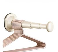 WZWZEN Suction Cup Coat Hook Rail, Waterproof Towel Holder, Wall Multifunctional Telescopic Hook, No Drilling, Home Storage Rack for Bathroom Bedrooms(Creamy White)