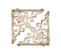 WZWZEN Victorian Style Antique Cast Iron Shelf Brackets, Large Wall Mounted Shelf Brackets, Heavy Duty Shelf Supports Ornate Vine Pattern, Wall Desk Home Hanging Decor(White)
