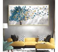WZXGHE Abstract Art, Canvas Butterflies - Blue Tree Butterfly Poster - Modern Art, Living & Bedroom Decor - Unframed (60 x 120 cm)