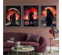 WZXGHE Japanese Samurai Pictures, Red Bushido Samurai Poster, Modern Living Room Bedroom Wall Decorative Pictures Unframed (3 x 50 x 70 cm)
